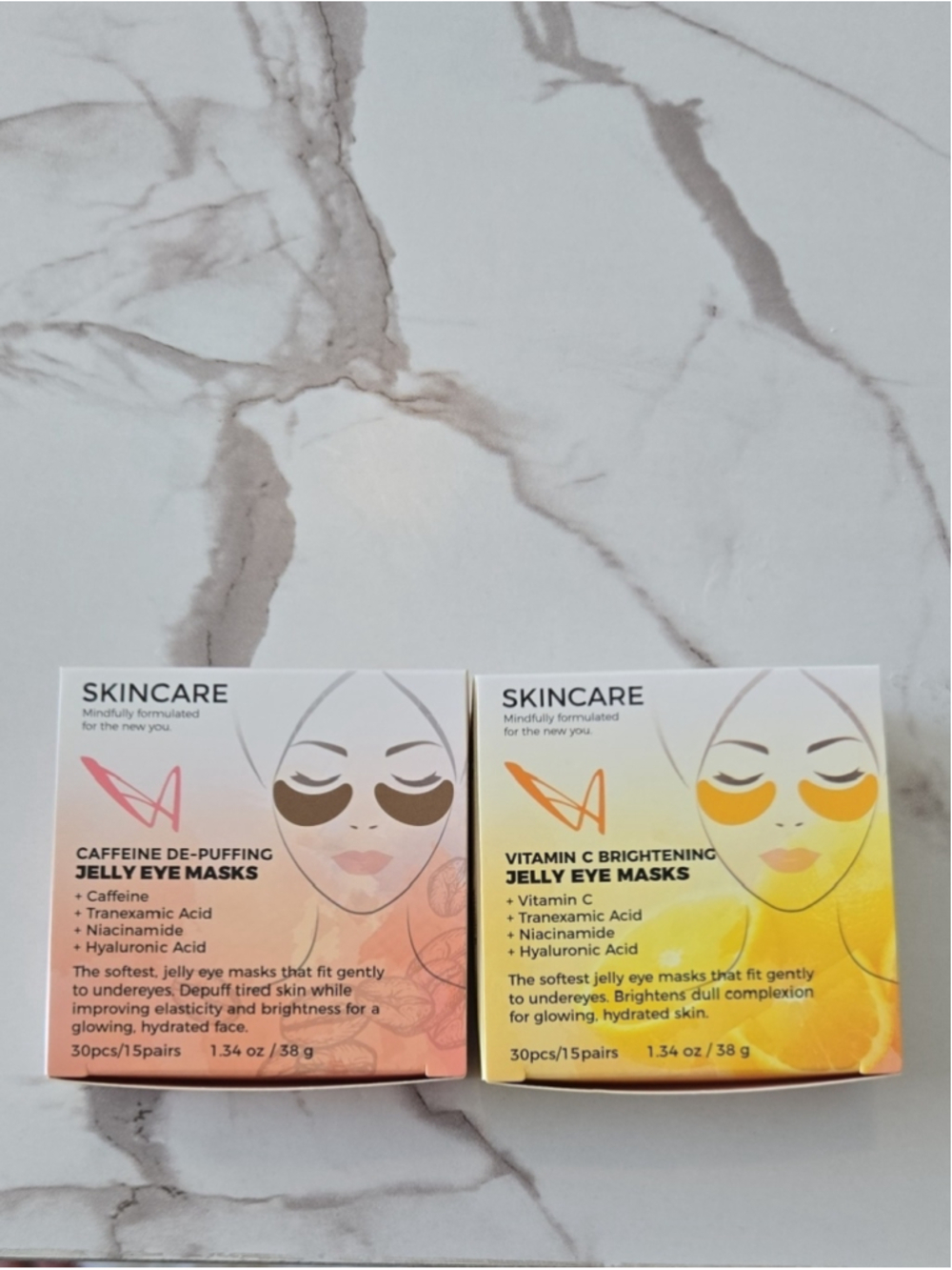 ❤❤️❤️Vitamin C Brightening & Caffeine De-Puffing Jelly Eye Mask - Yellow & Peach